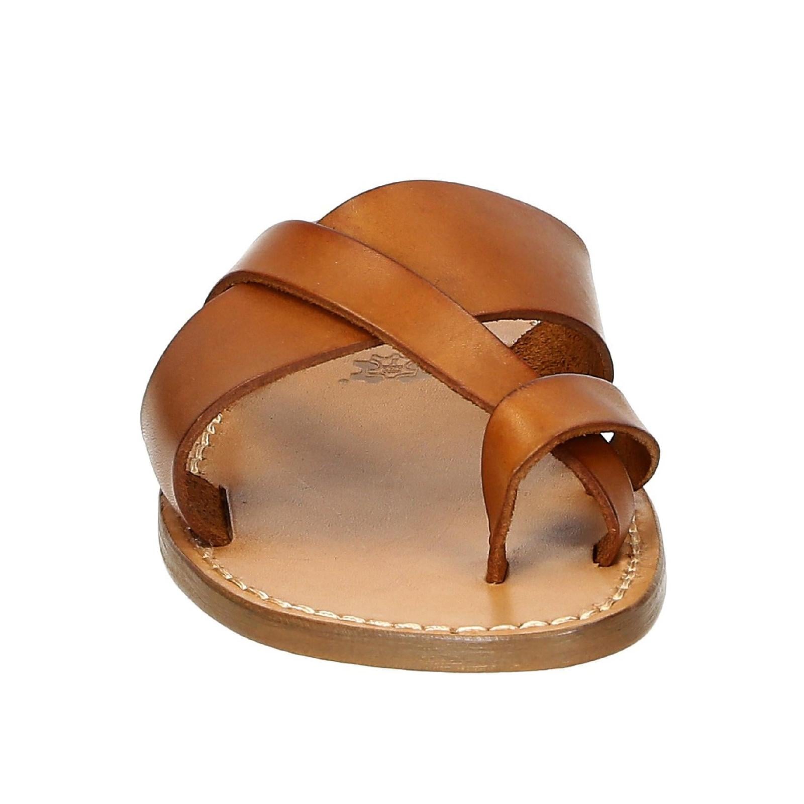 Handmade italian leather thongs sandals for men