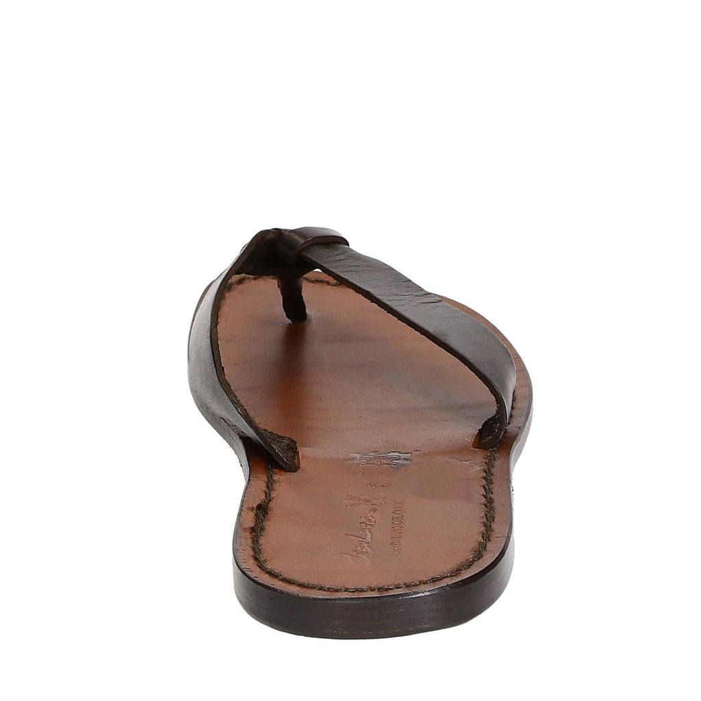 Handmade leather thongs for men with leather sole