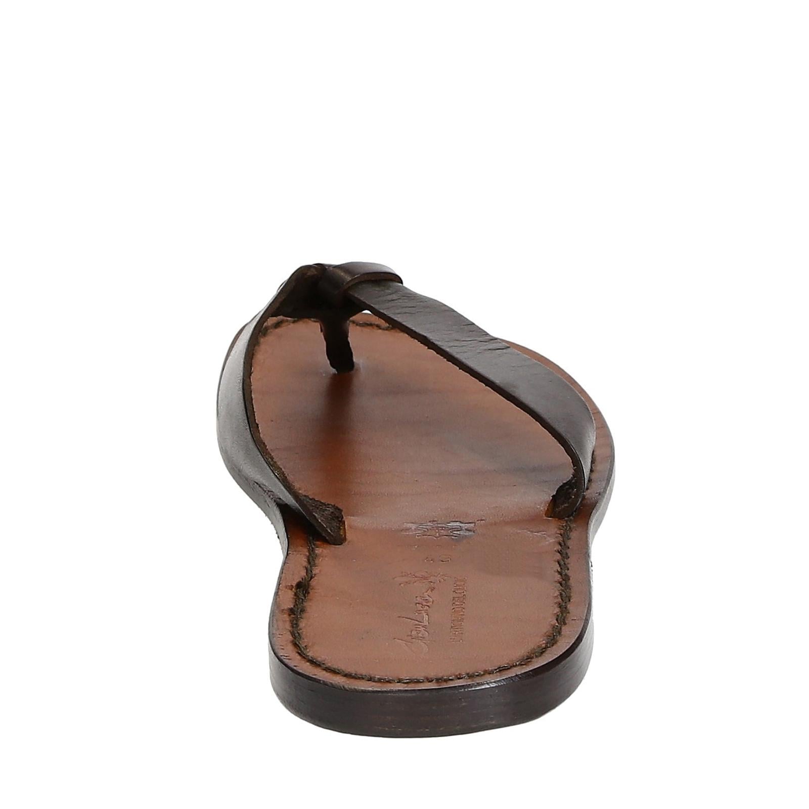 Handmade leather thongs for men with leather sole
