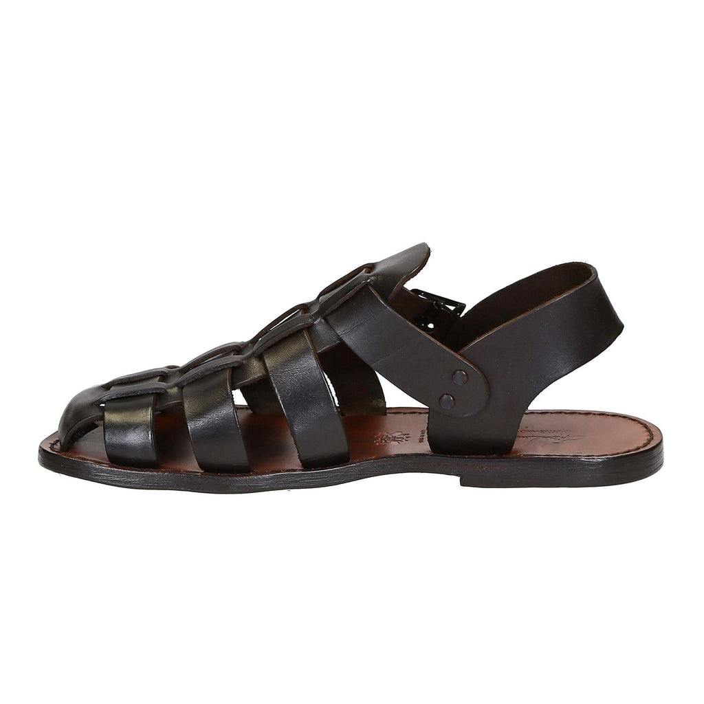 Handmade in Italy mens Franciscan sandals in dark brown leather