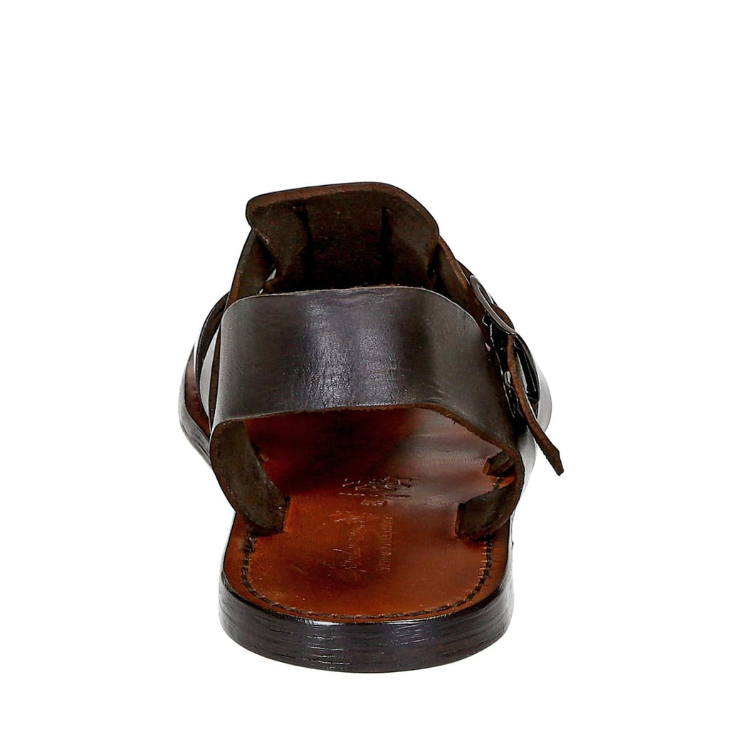 Handmade in Italy mens Franciscan sandals in dark brown leather