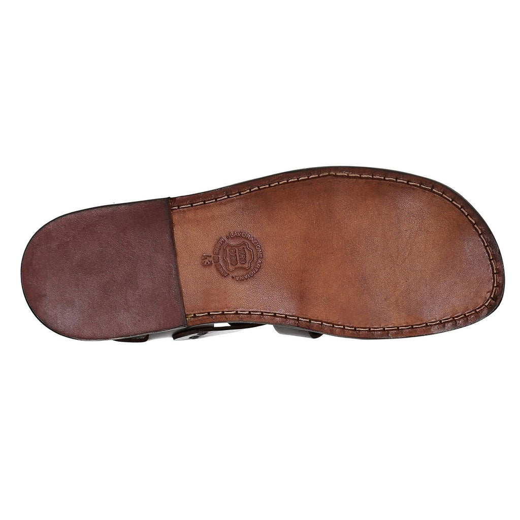 Handmade in Italy mens Franciscan sandals in dark brown leather