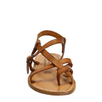 Handgefertigte Damen-Sandalen im Slave-Look aus Lederbraunem Leder