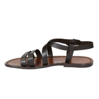 Sandales franciscaines pour homme en cuir marron travaillé à la main