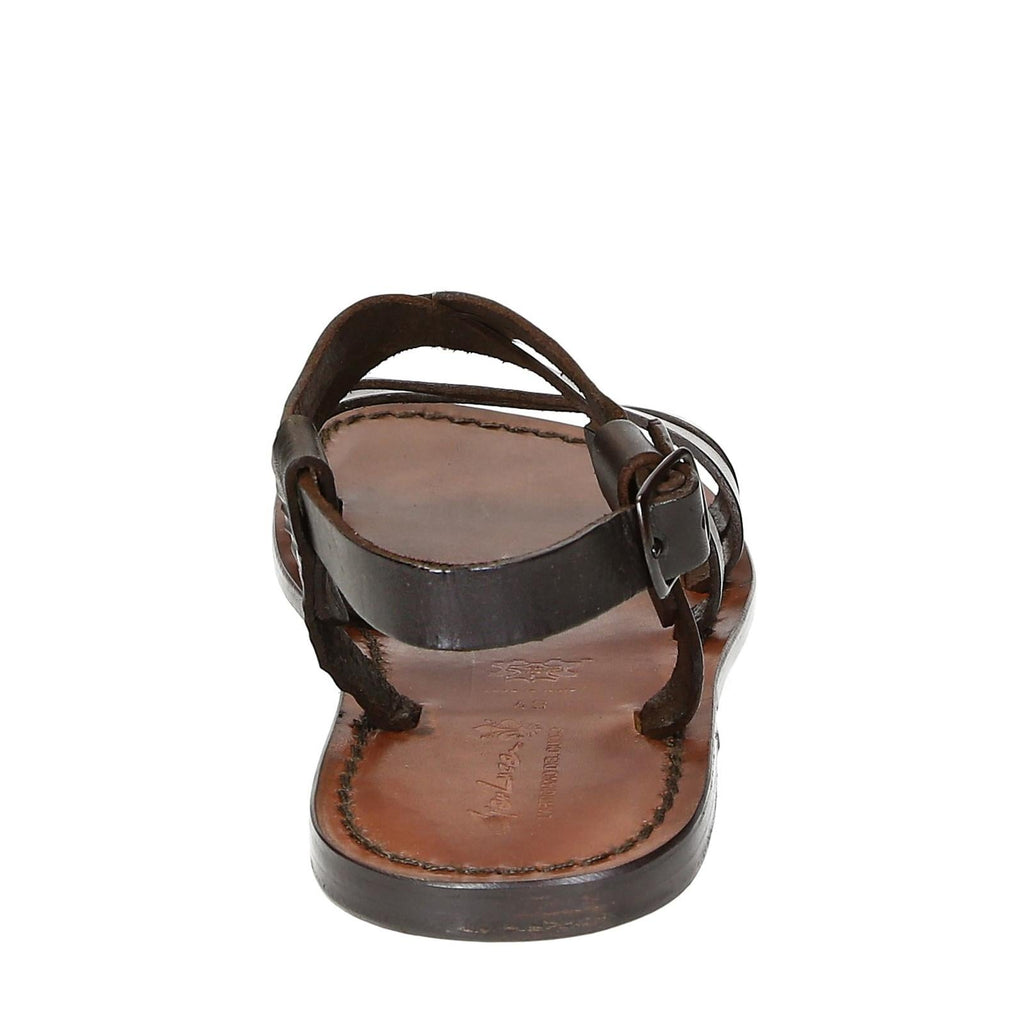 Sandales franciscaines pour homme en cuir marron travaillé à la main
