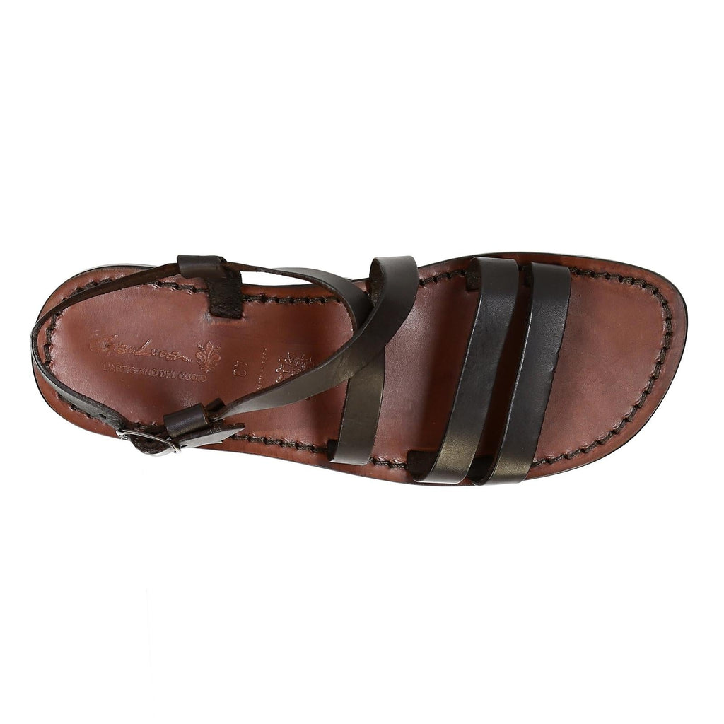 Sandales franciscaines pour homme en cuir marron travaillé à la main