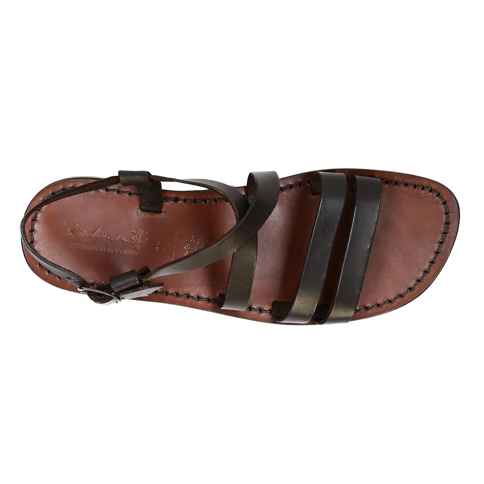 Sandales franciscaines pour homme en cuir marron travaillé à la main