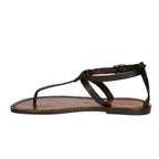 Tongs sandales pour femme travaillé à la main en cuir marron