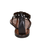 Tongs sandales pour femme travaillé à la main en cuir marron