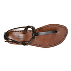 Tongs sandales pour femme travaillé à la main en cuir marron