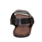 Handmade mens sandals in dark brown leather made in Italy