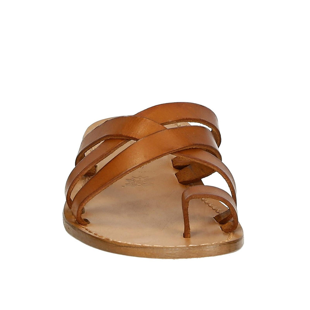 Mens leather thong sandals handmade in Italy in vintage cuir leather