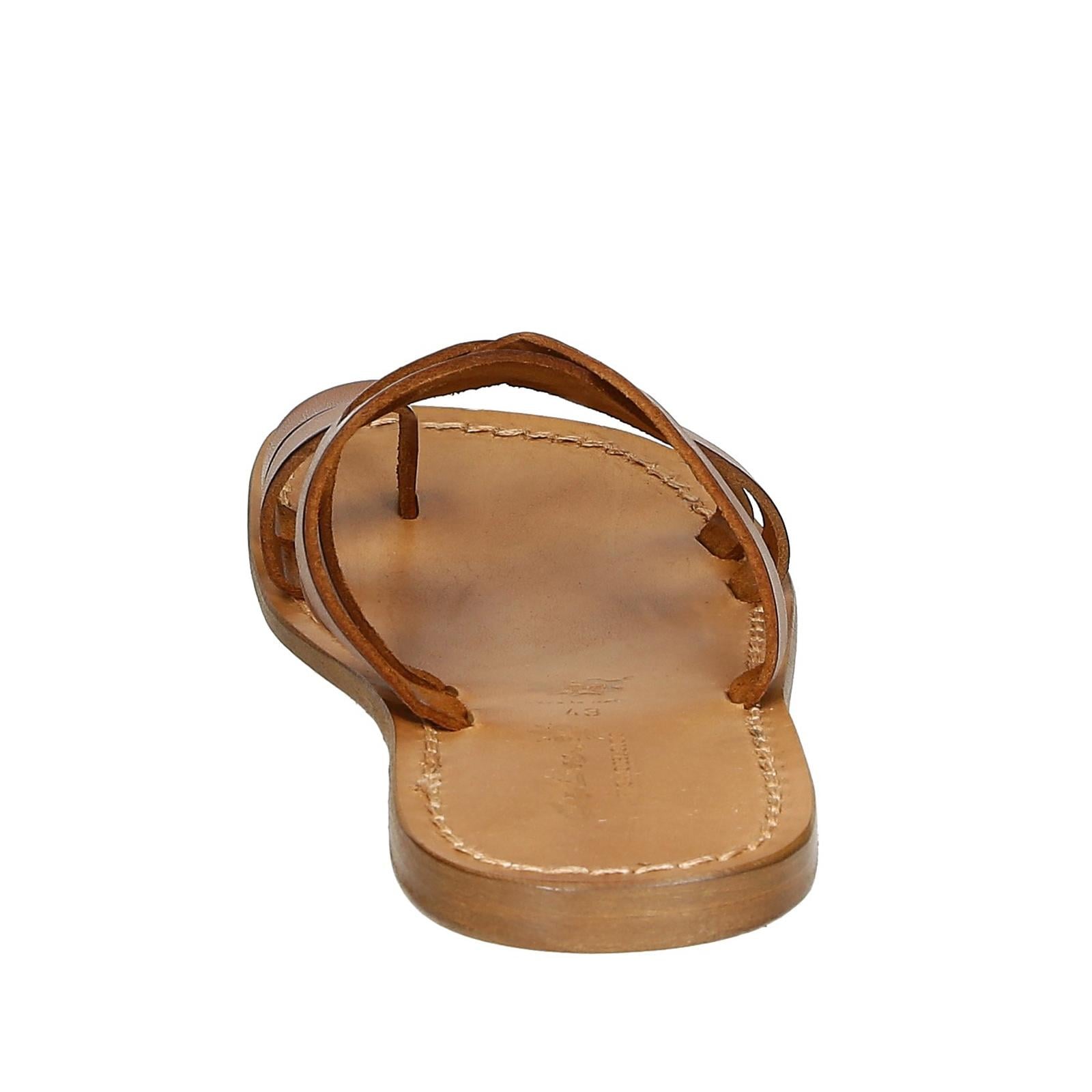 Mens leather thong sandals handmade in Italy in vintage cuir leather