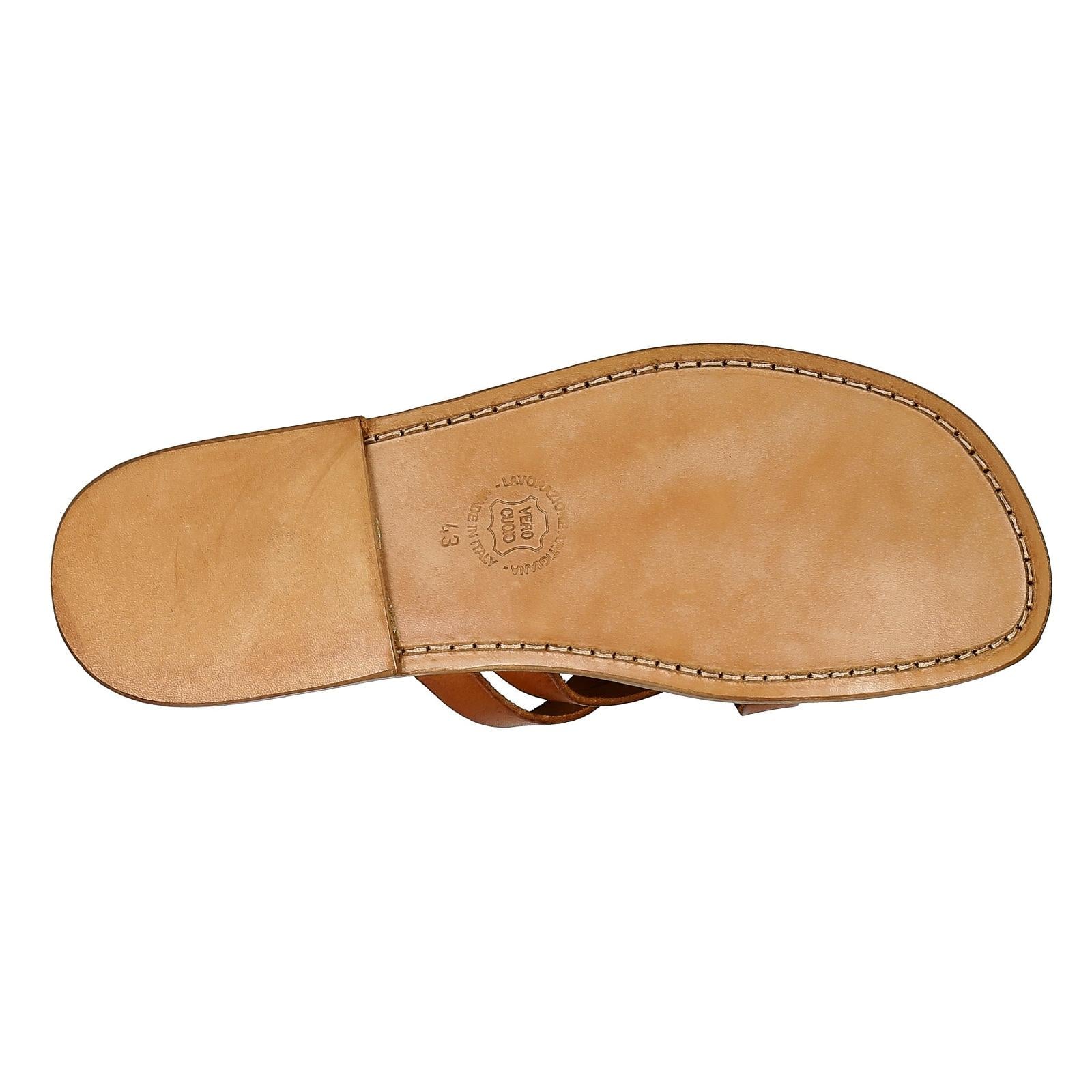 Mens leather thong sandals handmade in Italy in vintage cuir leather