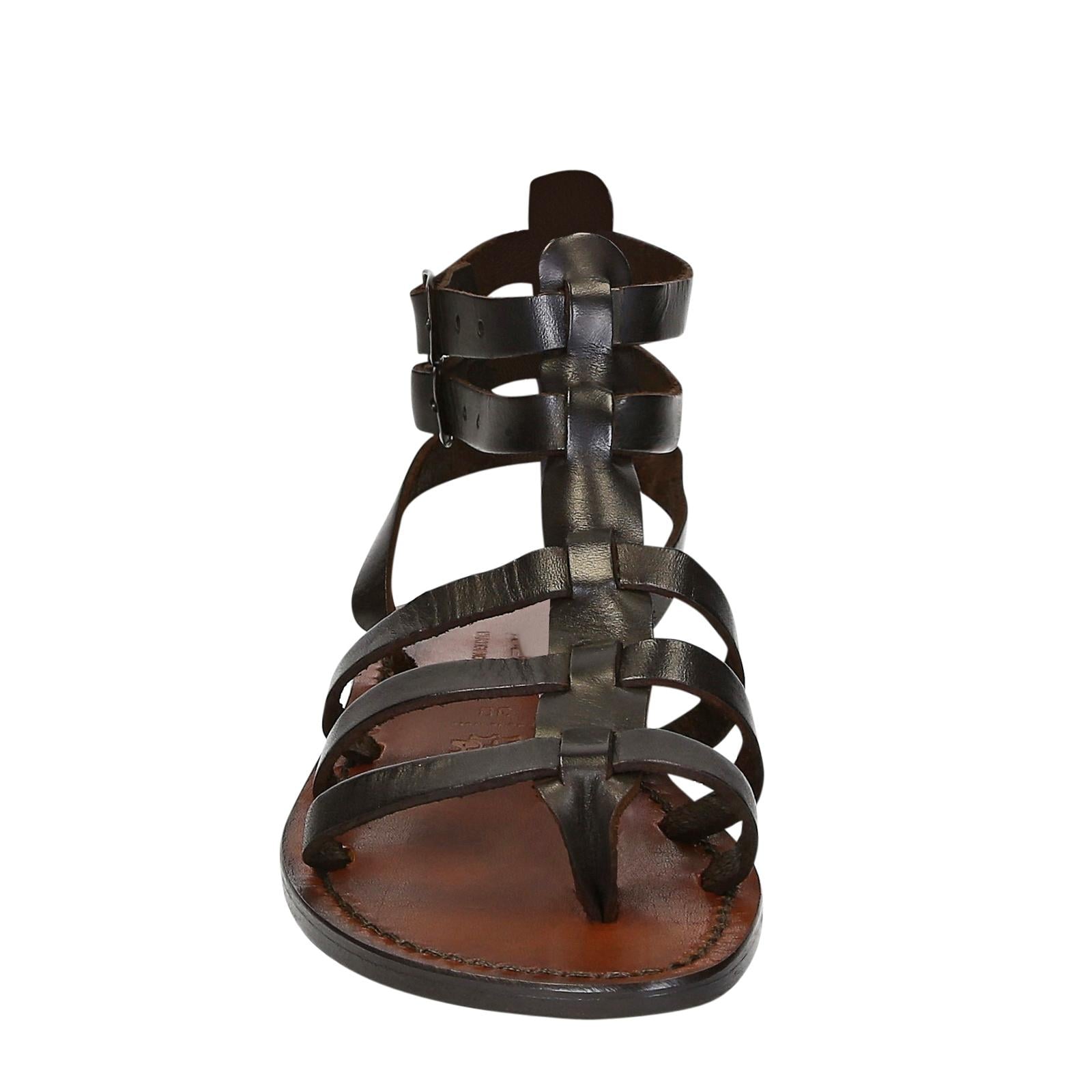Dark brown gladiator sandals for women real leather Handmade in Italy