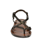 Ladies handmade sandals in dark brown leather Made in Italy