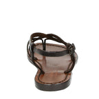 Ladies handmade sandals in dark brown leather Made in Italy
