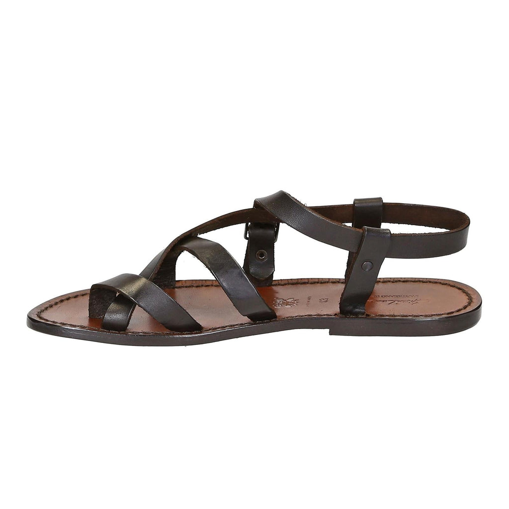 Handmade men's sandals in dark brown leather