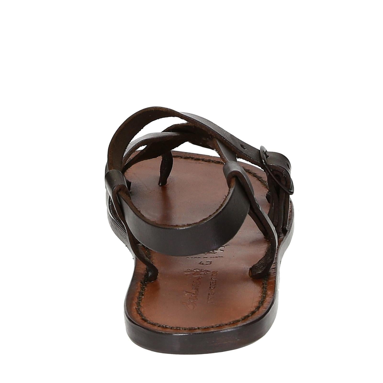 Handmade men's sandals in dark brown leather