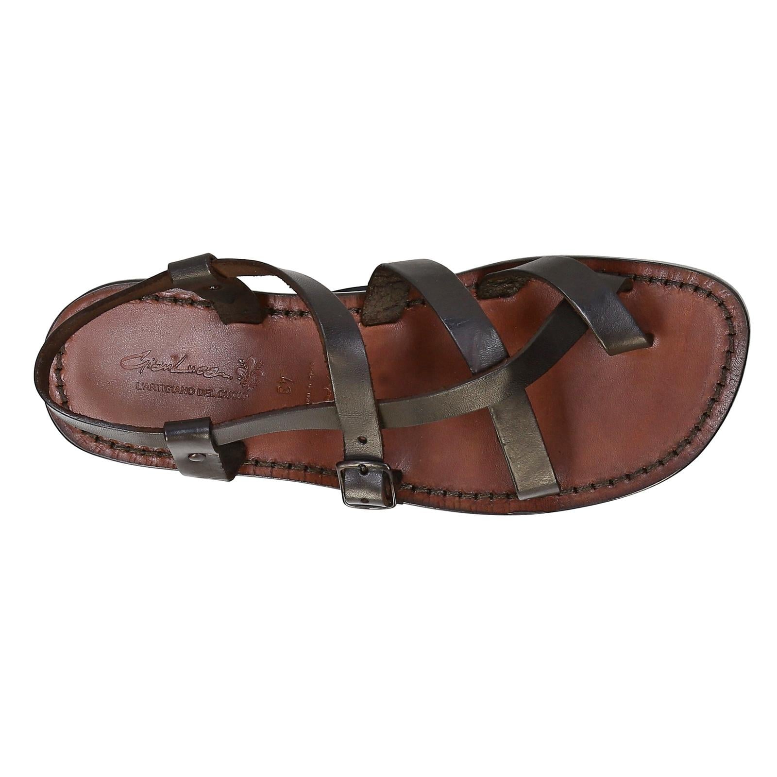 Handmade men's sandals in dark brown leather