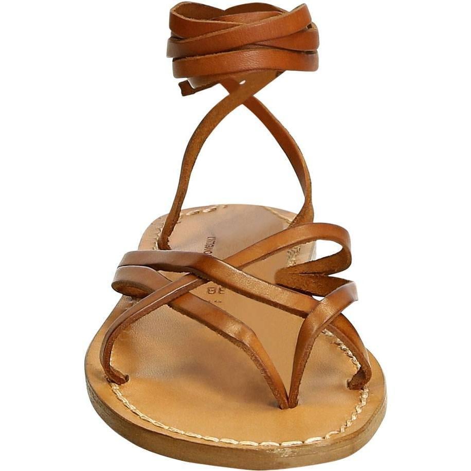 Women's vintage cuir strappy leather sandals handmade in Italy