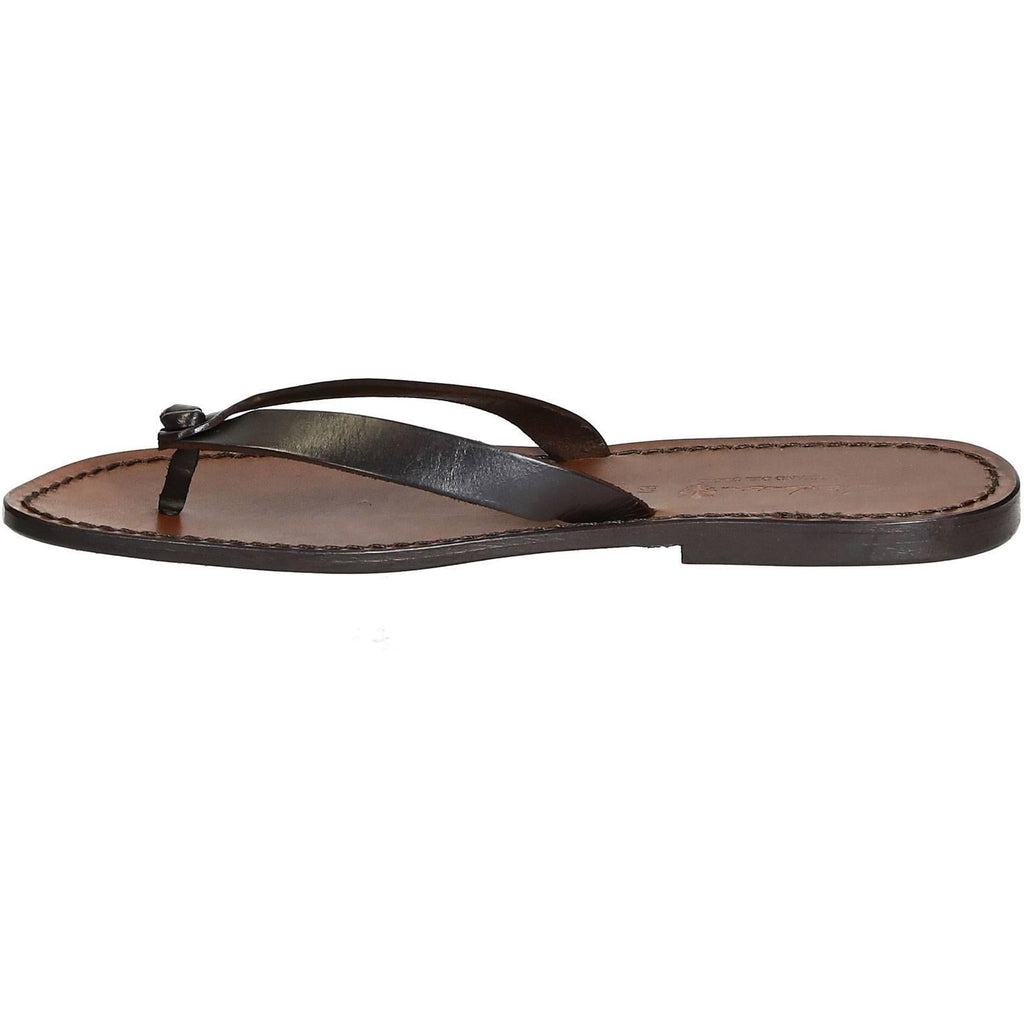 Tongs homme cuir marron fait à la main en Italie