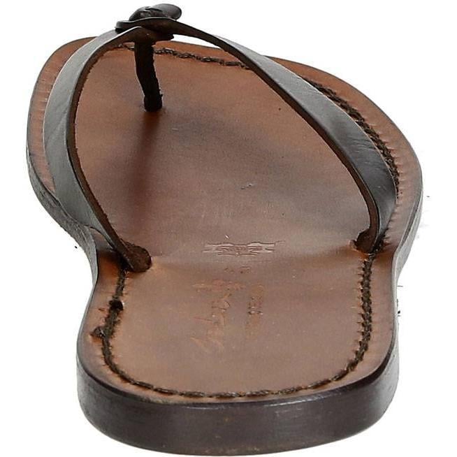 Dark brown leather thongs sandals for men Handmade