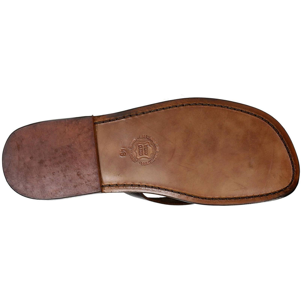 Tongs homme cuir marron fait à la main en Italie