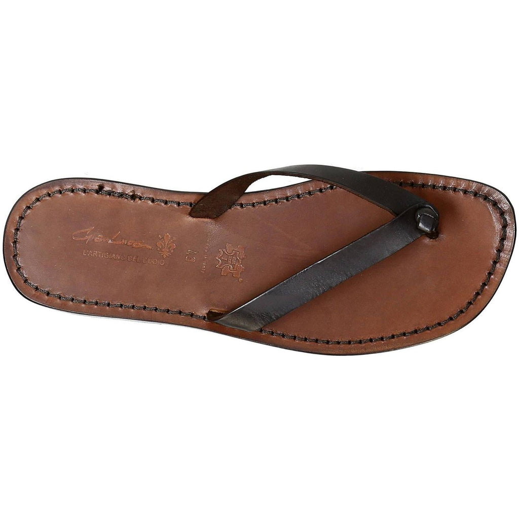 Tongs homme cuir marron fait à la main en Italie