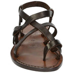 womens italian leather sandals dark brown hand made leather