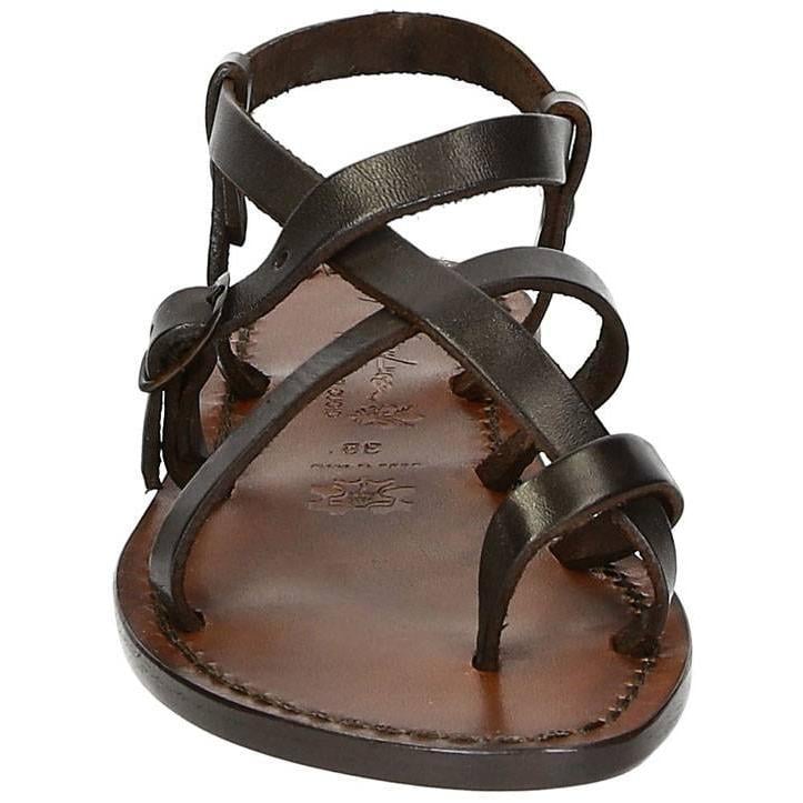 womens italian leather sandals dark brown hand made leather