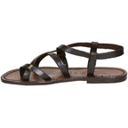 womens italian leather sandals dark brown hand made leather