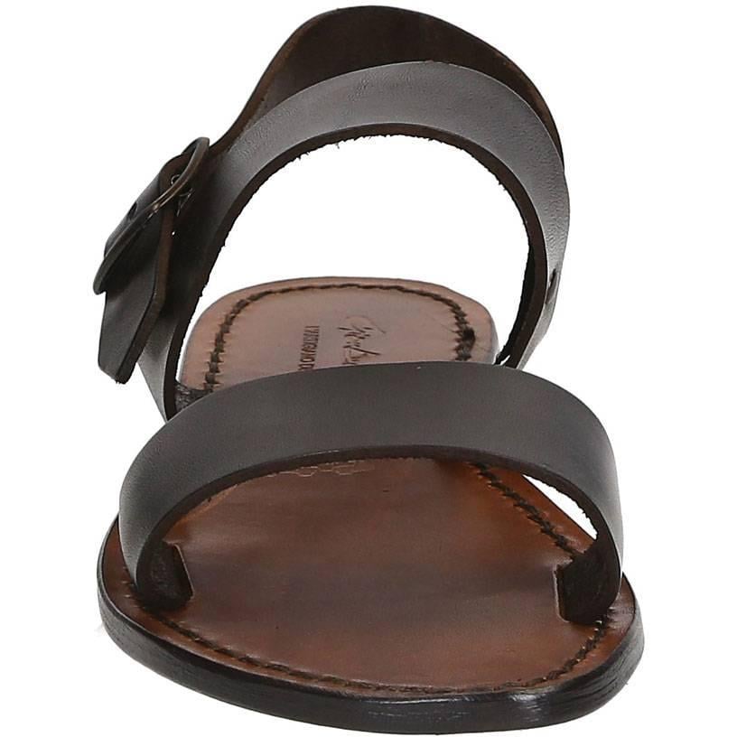 Brown leather women's franciscan sandals handmade in Italy