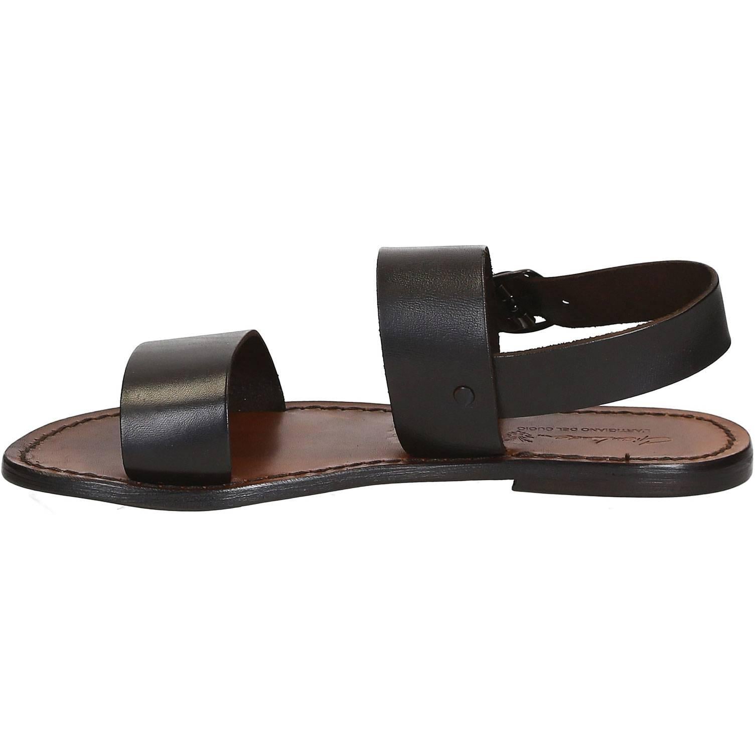 Brown leather women's franciscan sandals handmade in Italy