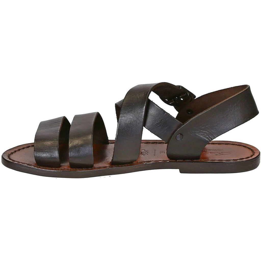 Braune Franziskaner-Ledersandalen für Damen in Italien von Hand gefertigt
