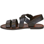 Braune Franziskaner-Ledersandalen für Damen in Italien von Hand gefertigt