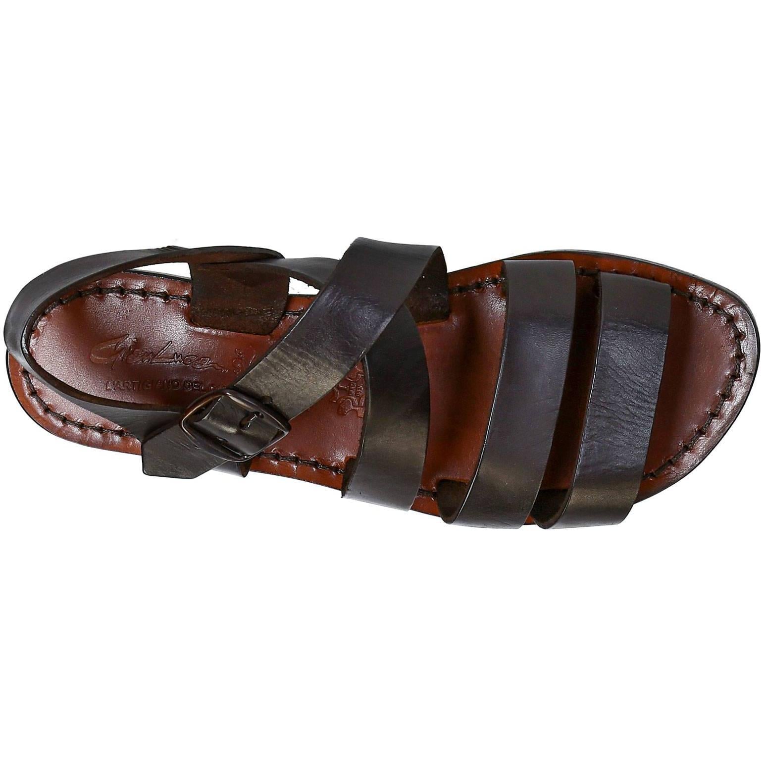 Braune Franziskaner-Ledersandalen für Damen in Italien von Hand gefertigt