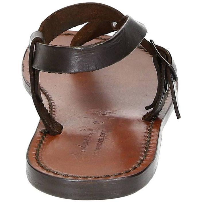 Handmade brown leather thong sandals for men