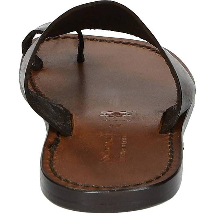 Sandale tong en cuir marron pour Homme Artisanales