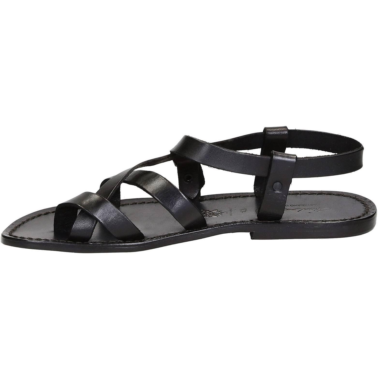 Gladiator sandals for men in black real calf leather