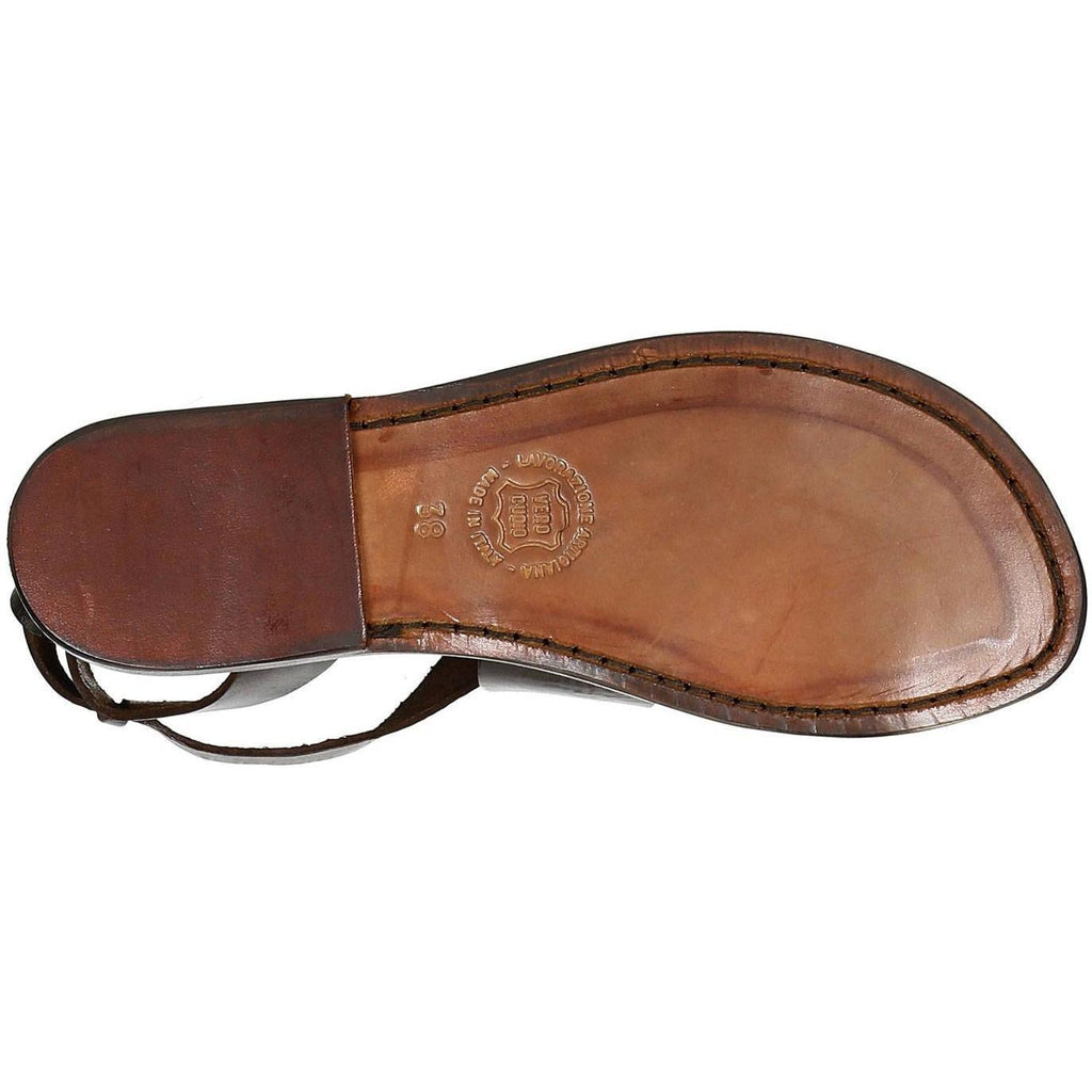 Sandali donna fatti a mano in pelle marrone scuro