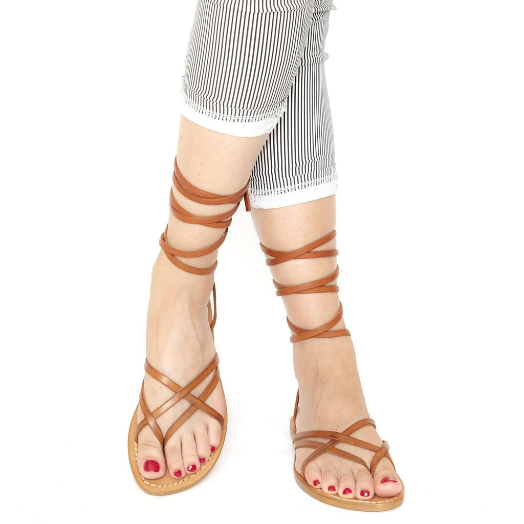 Women's vintage cuir strappy leather sandals handmade in Italy