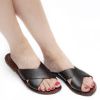 Ciabatte donna in pelle marrone artigianali