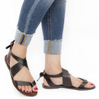 Women sandals in Dark Brown Leather handmade in Italy