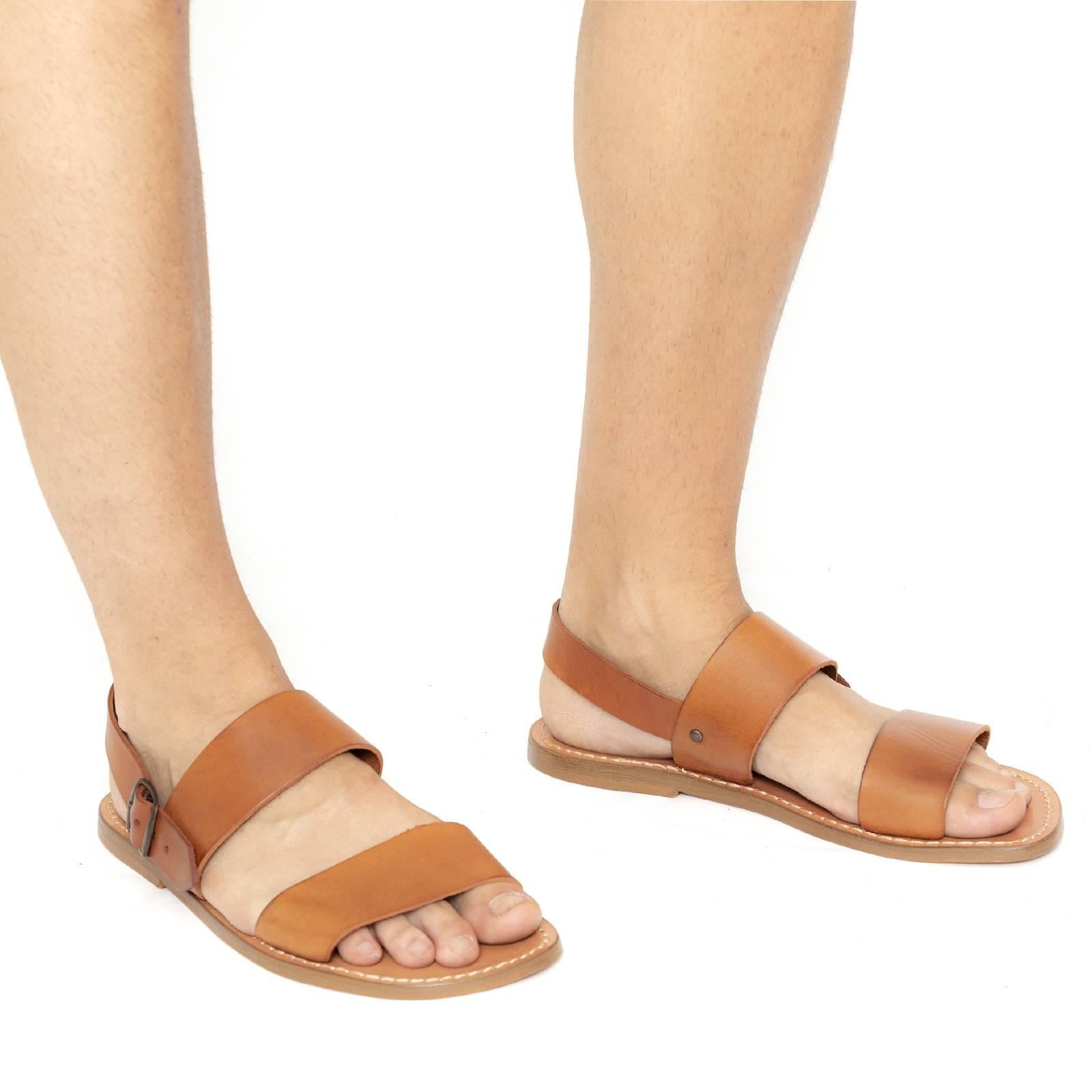 Hand made in Italy mens sandals in vintage cuir leather
