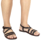 Sandales franciscaines pour homme en cuir marron travaillé à la main
