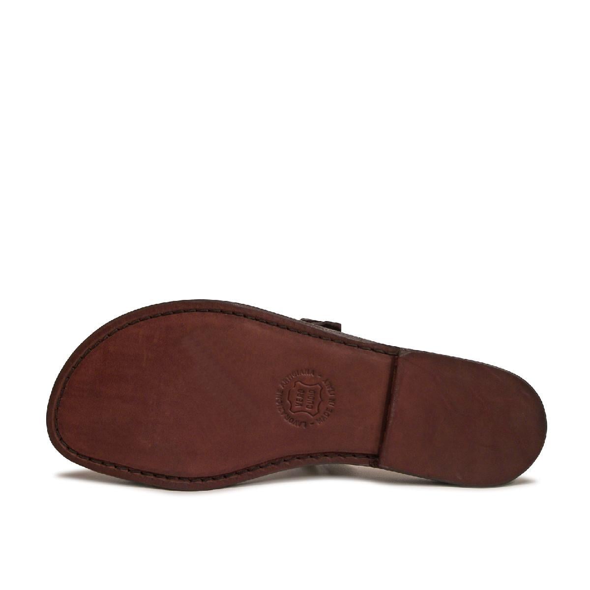 Handmade women's slipper sandals dark brown leather
