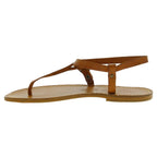 Sandali infradito artigianali da donna in pelle color cuoio