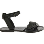 Sandali bassi donna artigianali in pelle color nero