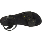 Sandali bassi donna artigianali in pelle color nero